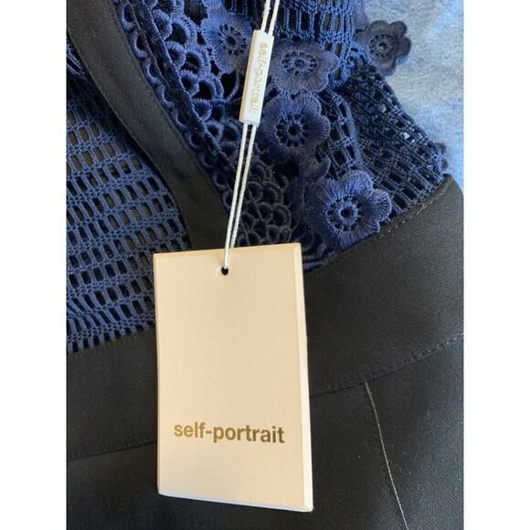 Self-Portrait Angelique Frilled Split Front Sculptured Midi Dress Women's Size 0 - Picture 9 of 10